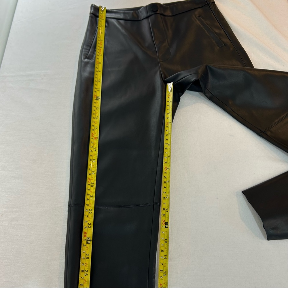 Zara Women’s‎ Black Faux Leather High Waist  Raw Hem Pants Size Small EUC - Picture 3 of 9